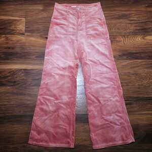 Pilcro Pink Corduroy Carpenter Wide Leg Pants Size 26 Rose Western Chic  Spring